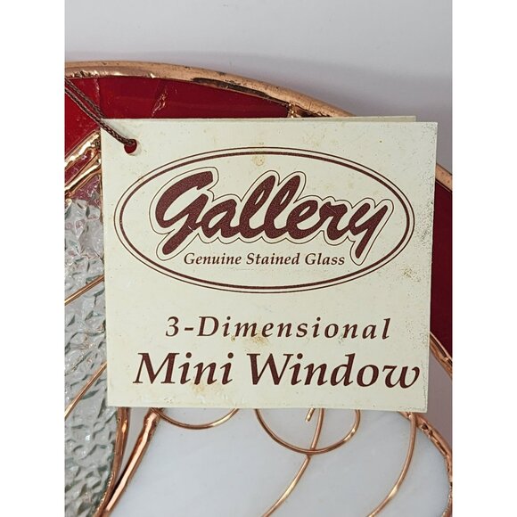 Vintage Christmas/Holiday Round 3-D Stained‎ Glass Trumpeting Angel With Rose - Picture 8 of 11